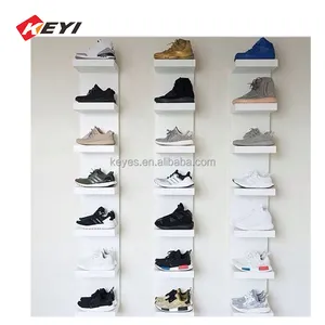 Customized Quality Excellent Shoes Shop Hanging metal Display Rack shoe rack wood display stand