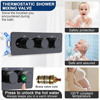 Ensemble de robinets thermostatiques à double fonction, système de douche mural, douchettes à jet de pluie, finition laiton brossé, céramique, 12 pouces