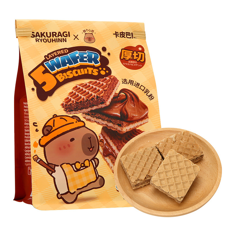 Wholesale Snacks Best-selling New Chocolate Wafers 0 Trans Fat Healthy Recipe Thick Cut 5-layer Sandwich Wafers