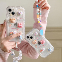 Mignon sourire nuages poupée caméra miroir Bracelet TPU étui de téléphone portable pour Iphone 11 12 13 14 16 15 Pro Max 7 8 X Xr XS couverture