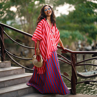 Nouvelle Collection Été 2026 – Élégante Robe Longue Ample Rayée en Polyester Style Dashiki à Double Boutonnage et Col Rabattu pour Femme – Vente Transfrontalière