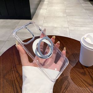 Strong Magnetic Clear TPU PC Case for <strong>IPhones</strong> 15 Pro Max Transparent <strong>Cover</strong> with Metal Accessories 360 Rotatable Kickstand - Product Image 1