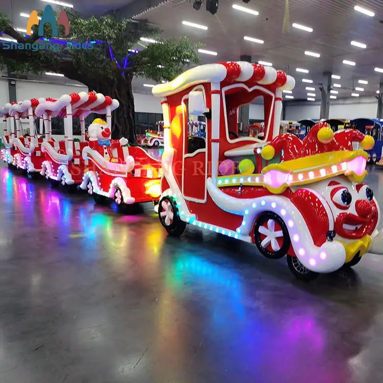 Kommerzielle klassische Vergnügung spark Karneval Clown Design Kinder Cartoon Track Mini elektrische Zug fahrt zu verkaufen