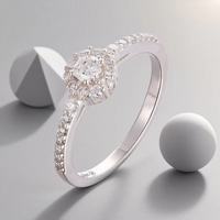Bague Moissanite Bague de mariage en argent Design personnalisé à la mode et minimaliste avec un anneau de cercle mince Incrustation de Moissanite circulaire