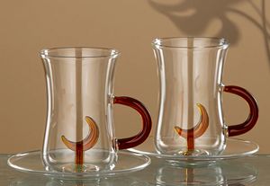 사용자 정의 손으로 날려 붕규산염 3D 문 디자인 유리 찻잔 세트 플레이트와 창조적 인 멋진 유리 커피 컵 - Product Image 4