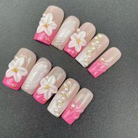 Haute qualité fait à la main longue forme d'ongle de cercueil sculpté petites fleurs vente chaude usine en gros réutilisable