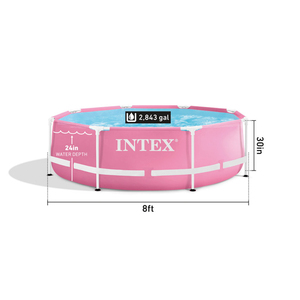 NUEVO MODELO INTEX 28290 Piscina Elevada Redonda <span class=keywords><strong>de</strong></span> PVC <span class=keywords><strong>de</strong></span> 8 pies, Color Rosa, con Marco Metálico, Portátil, Familiar, para Exteriores - Product Image 3
