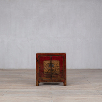TaiLai Meuble d'appoint rustique de style chinoiserie, table de chevet orchidée peinte à la main effet vieilli, rangement écologique au design antique