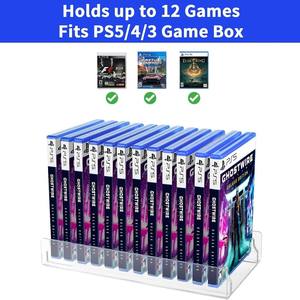 Soporte organizador de almacenamiento de videojuegos sostenible acrílico moderno estante de exhibición transparente para <span class=keywords><strong>PS5</strong></span> PS4 PS3 fundas de juegos con capacidad para 12 juegos - Product Image 2