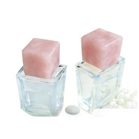 Capuchons de parfum en cristal naturel de luxe, sphères carrées, couvercles uniques, pierres précieuses colorées taillées, perles de jade en vrac, individuelles