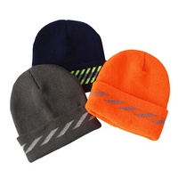 Gorro Casual Ajustable de Doble Capa de Jacquard Acrílico con Borde Plegable y Tiras Reflectantes para Actividades Nocturnas al Aire Libre; Cálido