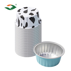 ถ้วยอบขนมแบบใช้แล้วทิ้งทรงกลมคุณภาพสูง สีตามสั่งจากโรงงาน ผลิตจาก PET <span class=keywords><strong>อลู</strong></span><span class=keywords><strong>มิ</strong></span><span class=keywords><strong>เนียม</strong></span>ฟอยล์ ใช้กับไมโครเวฟได้ พร้อมฝาฟอยล์ - Product Image 1