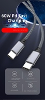 Câble de charge USB C tressé en nylon 60W PD, USB Type C vers USB Type C, charge rapide, vente en gros, 1M 1.5M 2M 3M 5M 8M