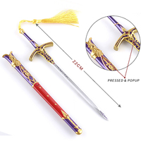 Porte-clés de modèle de couteau en métal de sabre d'anime mignon en gros avec des glands de magasin d'artisanat de fabrication