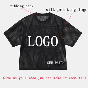 Op maat gemaakte sublimatie bedrukte stijlvolle fans t-shirts, blanco crewneck, ademende mesh cropped top, boxy voetbaltenue t-shirts - Product Image 3