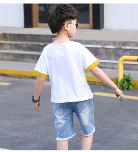 Vente en gros de vêtements pour enfants, nouveaux modèles, ensembles de vêtements, t-shirts et shorts en jean pour enfants - Product Image 6