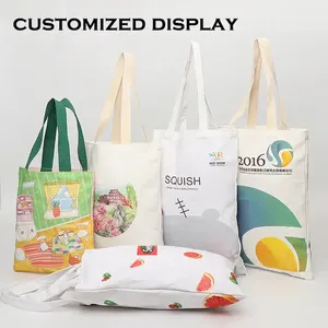 Tote Bag <span class=keywords><strong>in</strong></span> tela di <span class=keywords><strong>cotone</strong></span> bianco bianco di alta qualità con Logo stampato personalizzato - Product Image 2