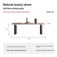 Table à manger rectangulaire multifonctionnelle haut de gamme en marbre naturel minimaliste italien pour 6 personnes, mobilier de maison de luxe à plateau plat