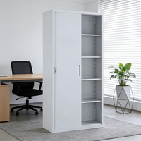 Meuble de classement de bureau modulaire blanc moderne, démontable, robuste, en métal, avec porte en verre, 2 tiroirs et serrure à clé, pour classement indexé