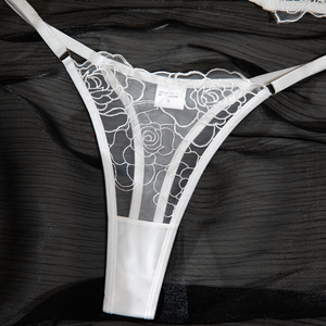 <b>Sexy</b> Erotic See Through Mesh Bra Panties <b>Set</b> New Design Embroidery Flower Fish-bone Two Piece Lingerie <b>Sets</b> - Product Image 5