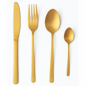 16-Piece Gold Stainless Steel Cutlery <b>Set</b> <b>Knife</b> <b>Fork</b> <b>Spoon</b> Teaspoon Matte Finish Luxury Dining <b>Set</b> for Party Use Dishwasher Safe - Product Image 5