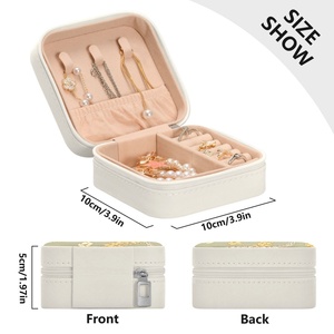 Custom Logo Hawaii Lei Design Mini Travel Jewelry <b>Case</b> PU Leather Necklace <b>Earring</b> Box Custom Print Square Jewelry Organizer - Product Image 5