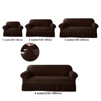 Housse de canapé élastique tout-en-un de couleur unie avec jupe pour canapé 2 places, housse de fauteuil et de canapé pour salon