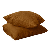 Taie d'oreiller carrée unie en lin lavé, 2 pièces, pour canapé, salon, tête de lit, coussin lombaire