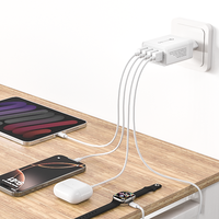 Chargeur mural multi-ports QC3.0, prise EU US UK AU, adaptateur de charge rapide USB 4 en 1 pour téléphone portable, écouteurs, adaptateur d'alimentation