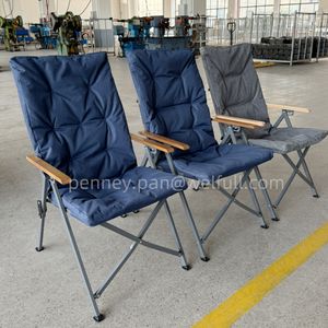 Cómodo <span class=keywords><strong>toldo</strong></span> de campamento acolchado, silla de camping acolchada plegable para pesca, silla de salón reclinable ajustable de 4 posiciones <span class=keywords><strong>con</strong></span> respaldo alto - Product Image 3