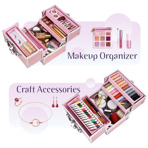 Maletín <span class=keywords><strong>de</strong></span> <span class=keywords><strong>Maquillaje</strong></span> Profesional Portátil con 4 Bandejas Desplegables Estuche <span class=keywords><strong>de</strong></span> Cosméticos <span class=keywords><strong>de</strong></span> Viaje con Cerradura y Llave Organizador <span class=keywords><strong>de</strong></span> Joyas <span class=keywords><strong>para</strong></span> Mujeres y Chicas - Product Image 4