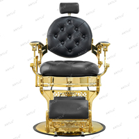 Fauteuil de Barbier Métallique de Luxe Rétro, Chaises de Coiffure Vintage Dorées pour Hommes