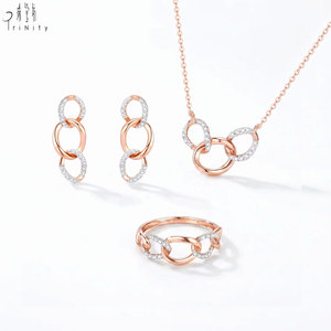 Fabricante Mayorista Popular, Exporta Joyería Fina Clásica Brillante, Juego de Joyería Minimalista de Oro Rosa Sólido de 18K con Diamantes Naturales Reales - Product Image 1