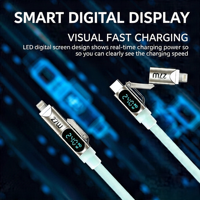 Câble de charge rapide TENOVA Factory 240W 4-en-1 en silicone liquide avec affichage numérique intelligent pour Android, charge rapide