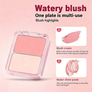 Fard à joues aqueux 2-en-1 : blush et illuminateur, pâte brillante hydratante, poudre libre matifiante pour visage fin et joues plus pulpeuses - Product Image 5