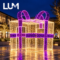 Boîte cadeau Luming de 350 cm de haut avec éclairage LED et cadre en aluminium peint pour motif lumineux de Noël