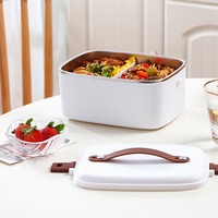 Kotak Makan Listrik 2 in 1 Portabel Pemanas Makanan Stainless Steel Kompatibel untuk Mobil Penghangat Makanan Listrik