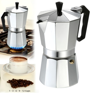 Hoge kwaliteit aluminium Moka pot, nieuwe premium draagbare koffiezetapparaat voor gas- en elektrische kookplaten. - Product Image 5