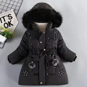 Baby Custom Padded Jacket Kids Elegant Coats Long Hooded Coat Children Zipper Down Jacket Girls' Winter Padded Clothes