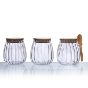 Ensemble de pots à épices en verre YOLOWE HOME de 300 ml, plateau en bambou, pots à condiments, cuillères, sucre, poivre, passe au lave-vaisselle, boîte en carton - Product Image 6