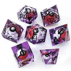 Ensemble de dés en résine faits à la main sur le thème Pokémon, à bords vifs, avec noyau liquide rotatif, dés de collection pour jeux de rôle, 7 pièces, dés de D&D de qualité supérieure - Product Image 5