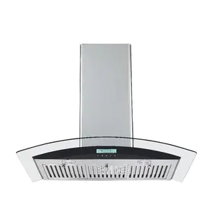 3 Filters curved glass chimney hood