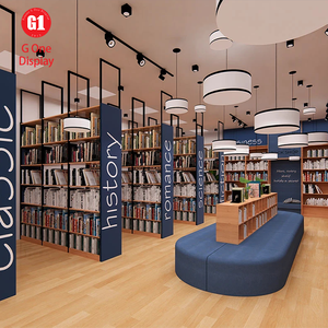 Étagères de présentation de livres modernes sur mesure pour librairie, bibliothèques spacieuses avec éclairage LED élégant - Product Image 2