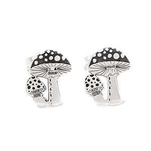 Orecchini a forma di fungo Gemmisi in lega vintage color argento antico, gioielli unisex alla moda E2708 - Product Image 1