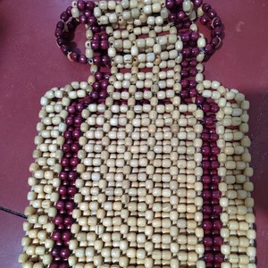 Coussin de siège de voiture en perles de bois Chengyuan 40x88x26x23, respirant, en bois d'hinoki, beige avec bordure rouge - Product Image 2