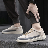 Chaussures de skate basses en peau de porc pour hommes, chaussures de sport respirantes en cuir véritable polyvalentes toutes saisons