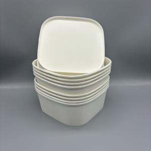 บรรจุภัณฑ์รักษ์โลก ขนาด 500 มล. 650 มล. 750 มล. 1000 มล. ชามสลัดทรงเหลี่ยมแบบนำกลับบ้าน ภาชนะใส่อาหารกระดาษ ชามกระดาษพร้อมฝาปิด - Product Image 3