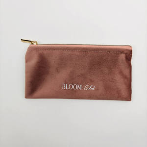 Custom logo Printed Small <b>Makeup</b> Pouch Velvet Zipper <b>Bag</b> Luxury Eco-friendly Silk Pouch <b>Bag</b> Jewelry Packaging - Product Image 1