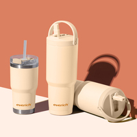 Nuevo Vaso Térmico de 12oz, 30oz, 40oz con Asa y Pajita, Vaso Reutilizable con Tapa, Taza de Viaje Aislada de Acero Inoxidable
