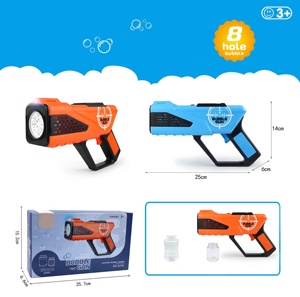 Máquina de Burbujas Burbuja, Juguetes de Verano para Exteriores, Pistola de Burbujas de 8 Agujeros con Luz LED, Incluye Solución - Product Image 6